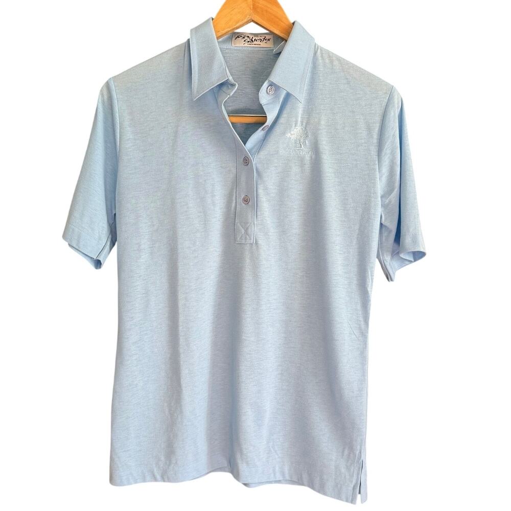 80s Vintage SILVER FOX | Baby Blue Pebble Beach Women's Polo Golf Shirt | Medium